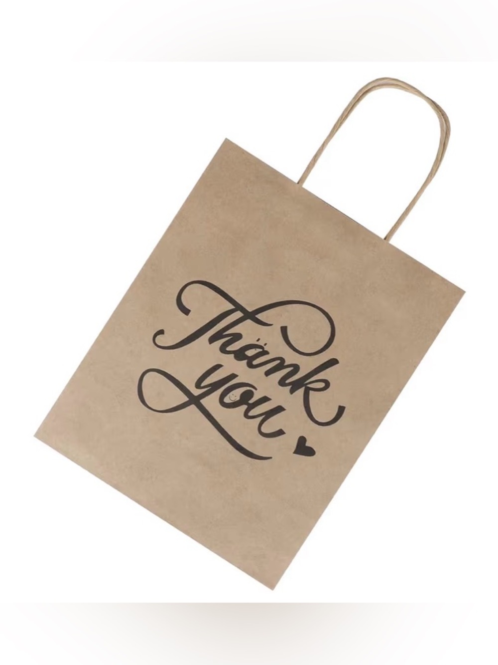NEW Lot of 20x “Thank You” + Heart Medium Paper Gift Bags w/ Handles Brown/Black - Picture 2 of 10